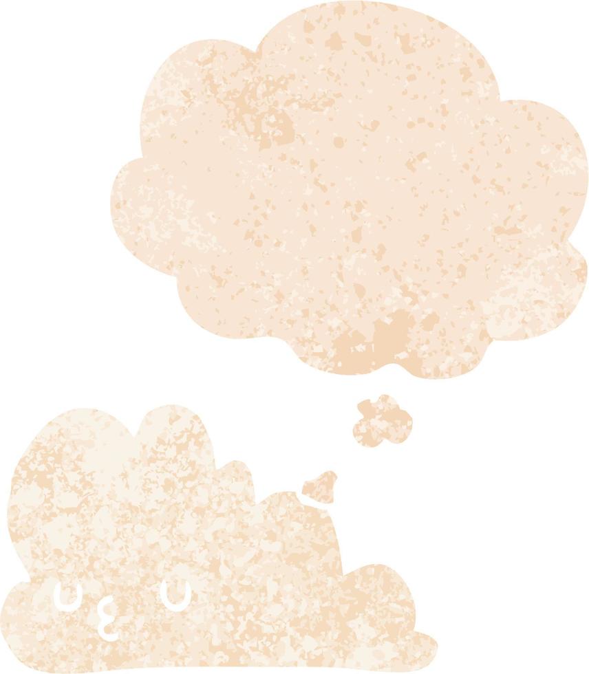 nuage de dessin animé mignon et bulle de pensée dans un style texturé rétro vecteur