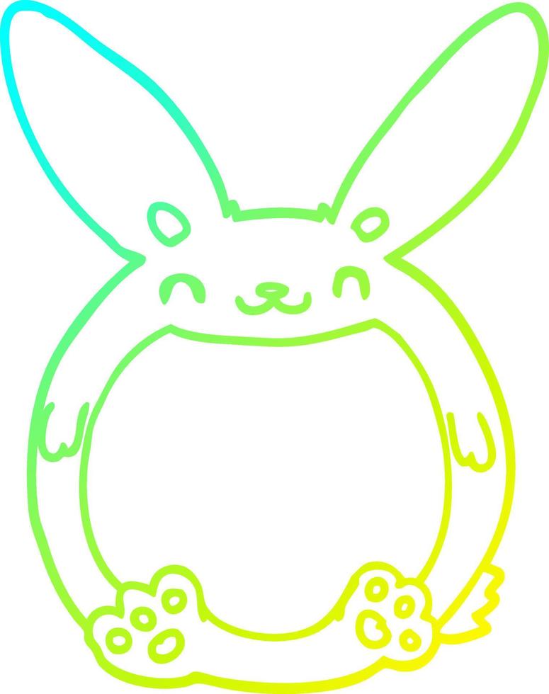 ligne de gradient froid dessinant un lapin de dessin animé vecteur