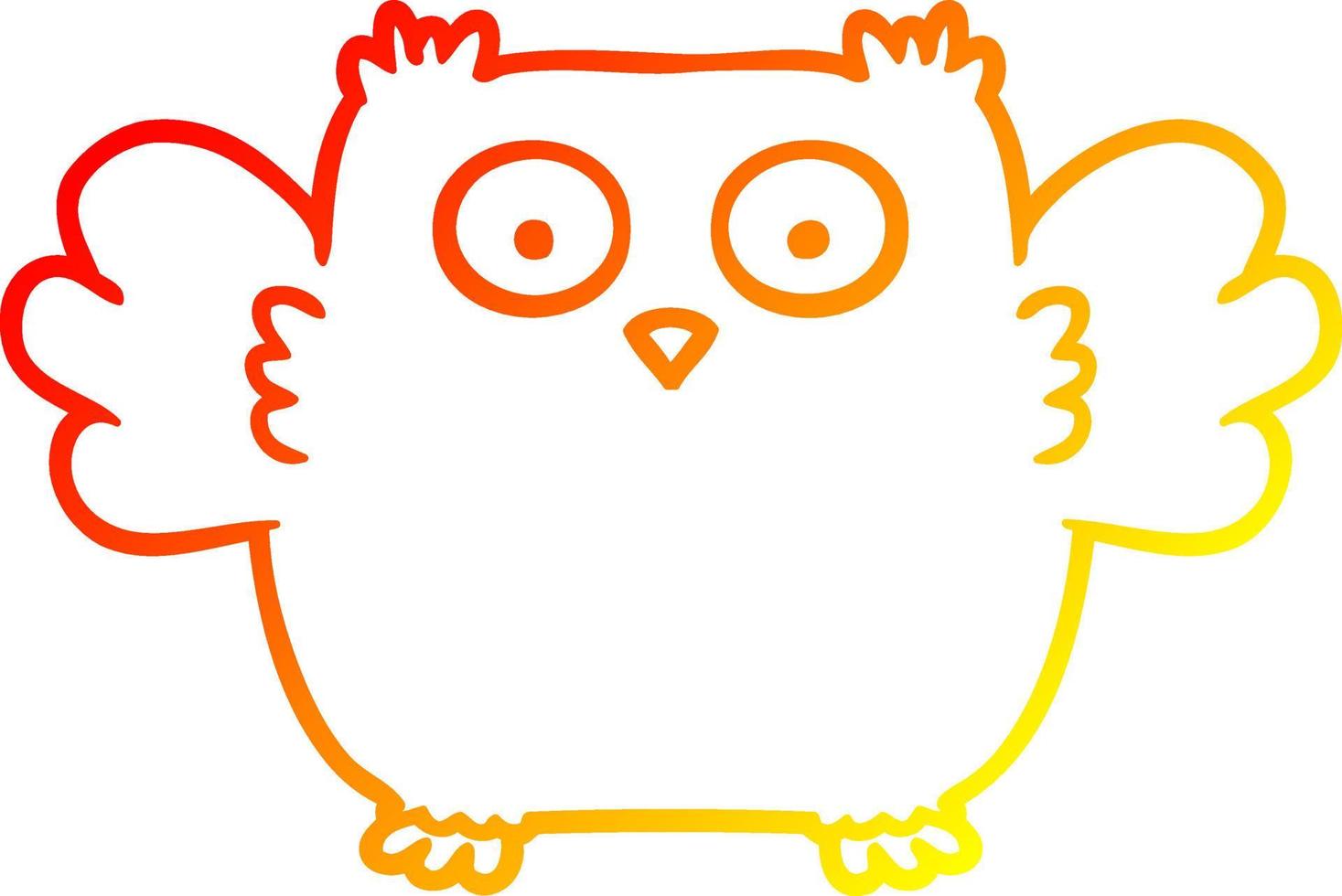 ligne de gradient chaud dessinant un hibou de dessin animé mignon vecteur