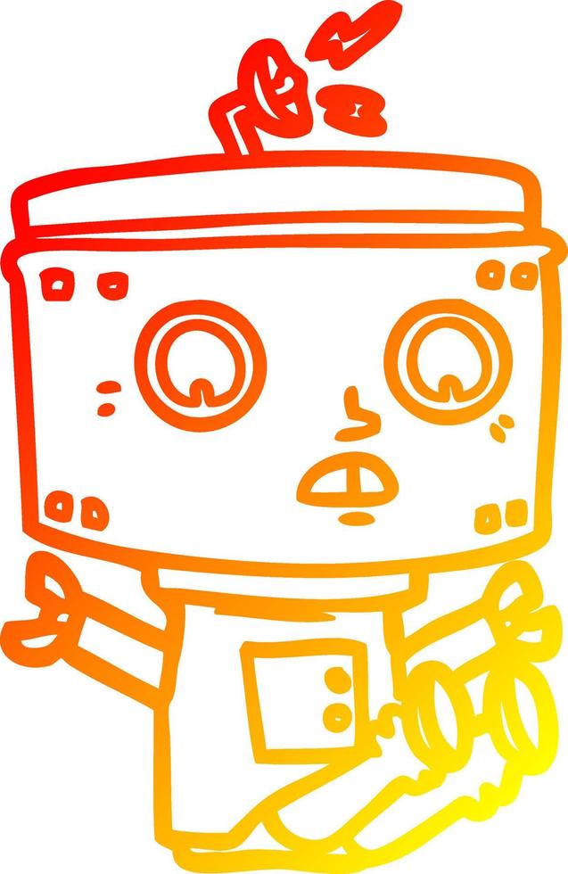 robot de dessin animé de dessin de ligne de gradient chaud vecteur