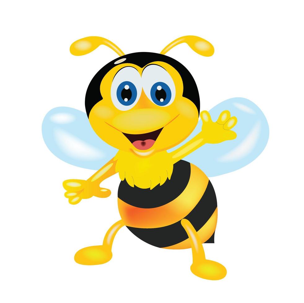 abeille, dessin animé, mon chéri, insecte, animal, illustration, 3d, vecteur, en volant, mignon, voler, jaune, fleur, guêpe, drôle, aile, adorable, heureux, la nature, punaise, noir, bourdon, personnage, sourire, art vecteur