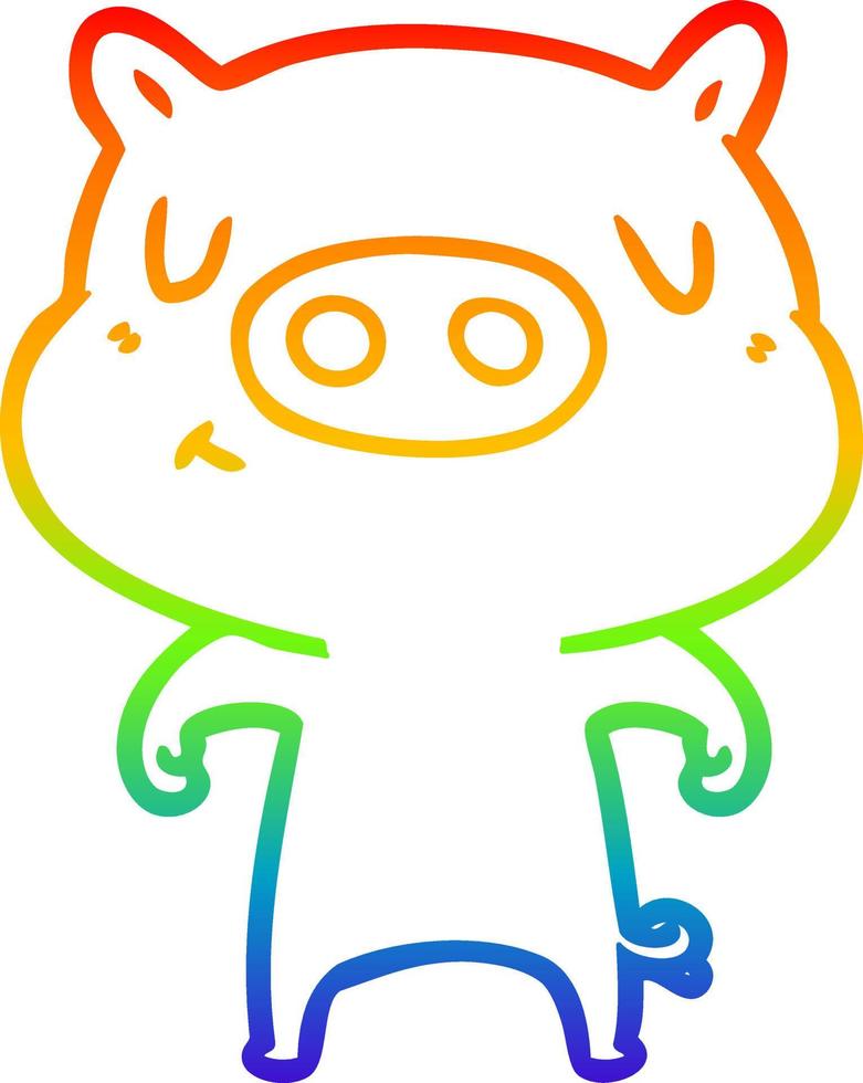 arc en ciel gradient ligne dessin dessin animé contenu cochon vecteur