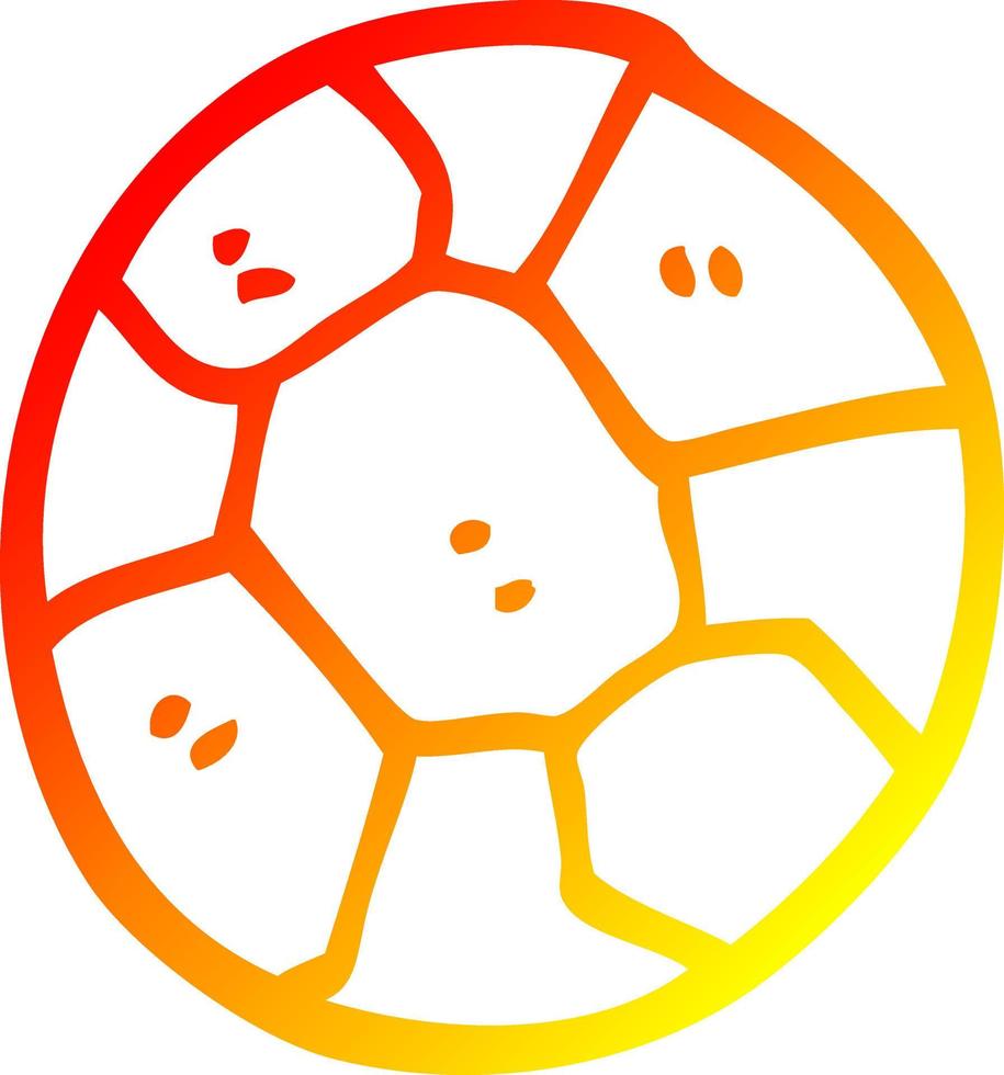 ligne de gradient chaud dessinant un ballon de football de dessin animé vecteur