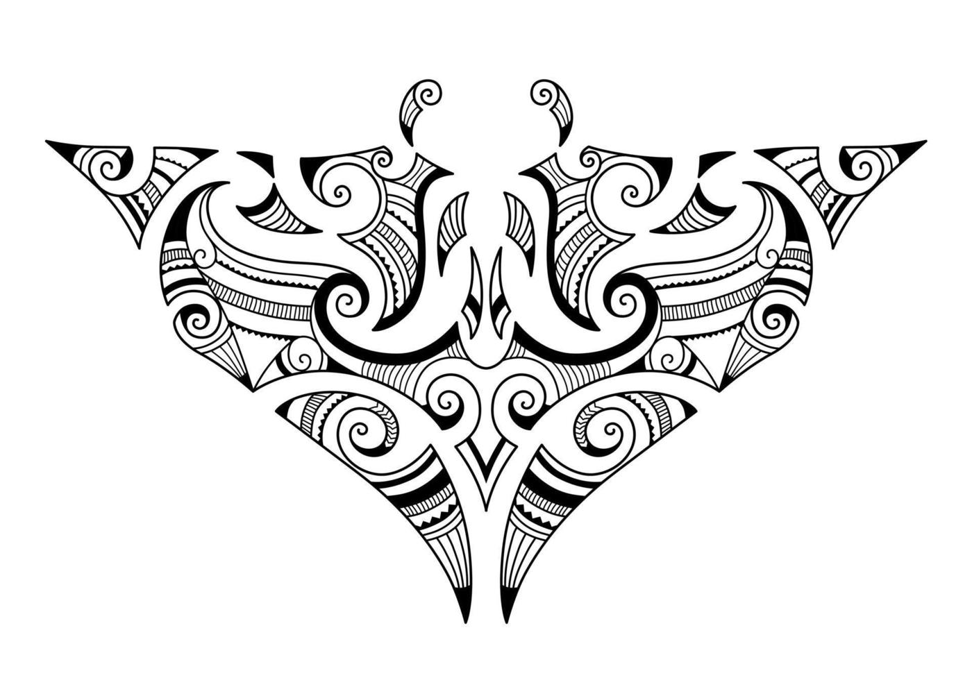 Ornement de tatouage maori de raie manta vecteur