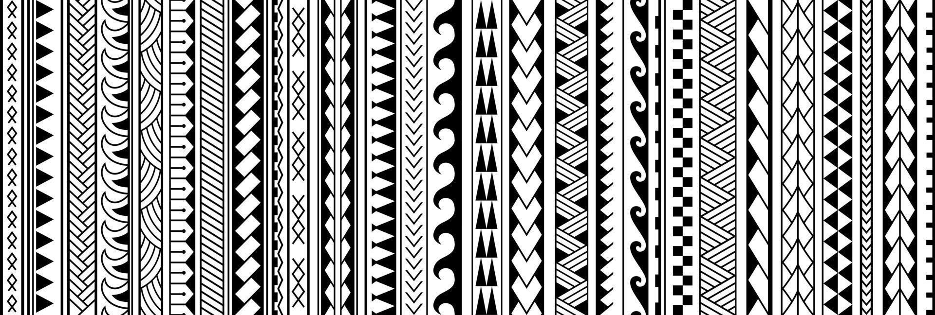 ensemble de motifs vectoriels géométriques sans couture tribaux polynésiens maoris. vecteur