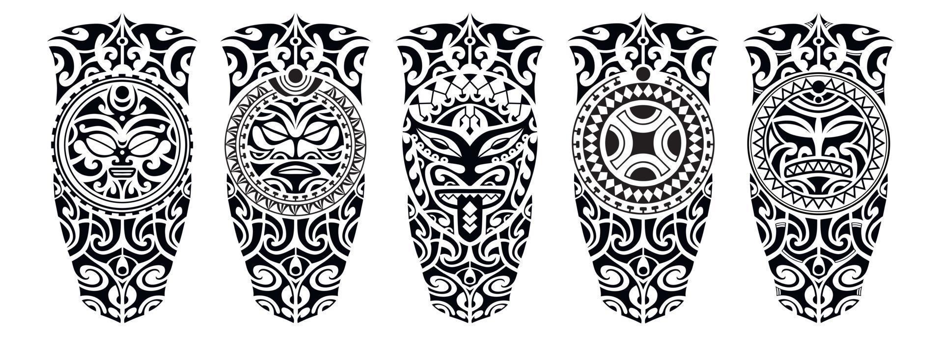 ensemble de croquis de tatouage de style maori pour la jambe ou l'épaule. vecteur