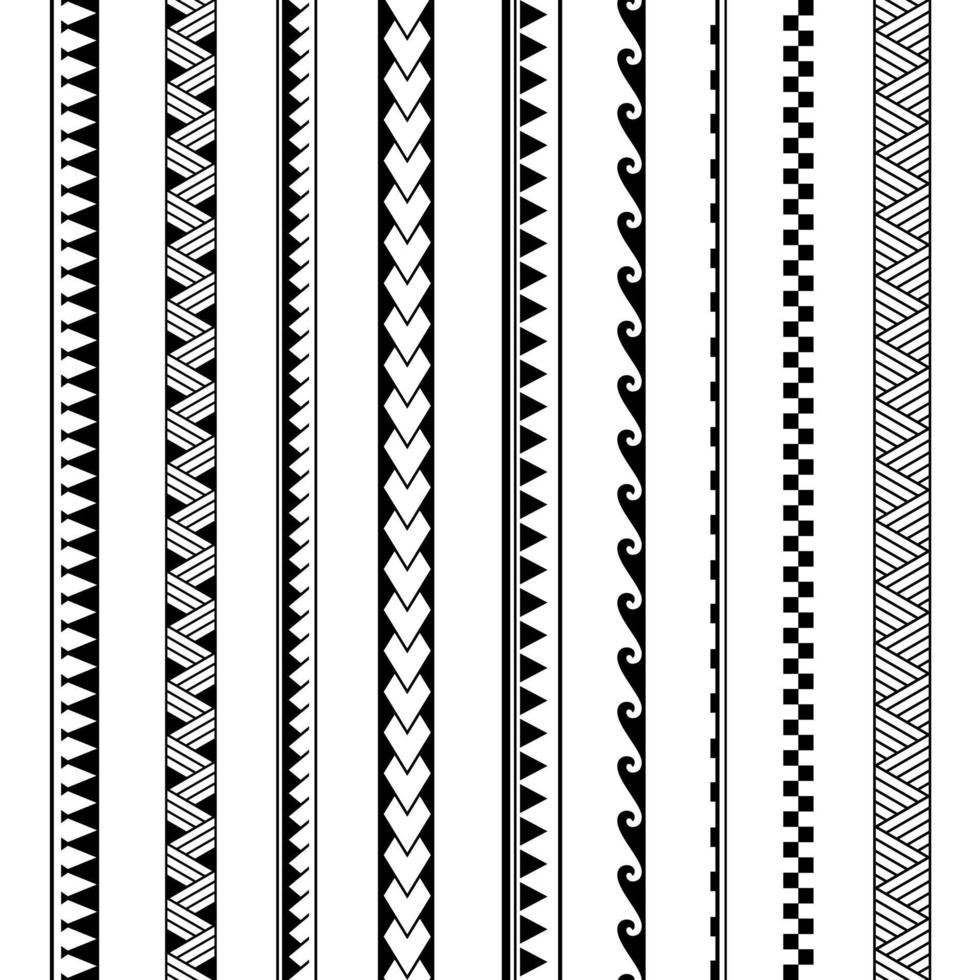 ensemble de motifs vectoriels géométriques sans couture tribaux polynésiens maoris. vecteur