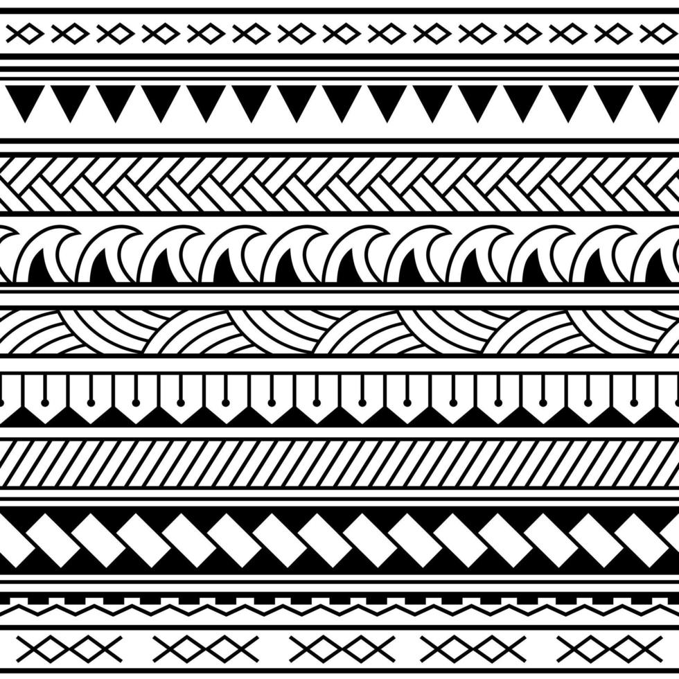 ensemble de motifs vectoriels géométriques sans couture tribaux polynésiens maoris. vecteur