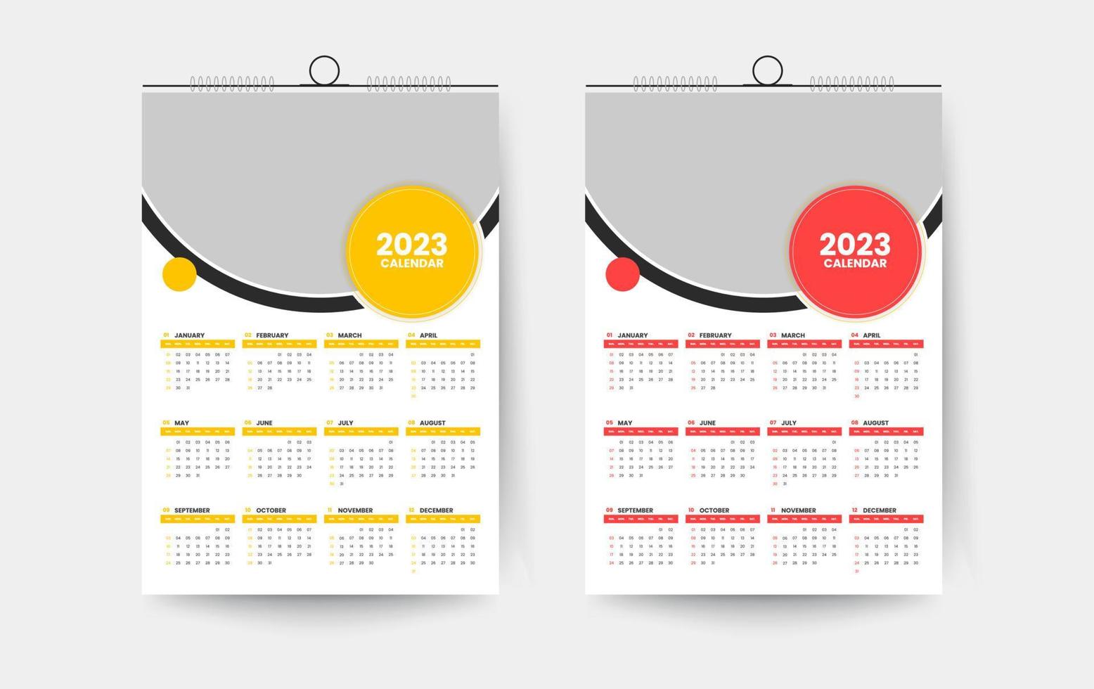 Modèle de conception de calendrier mural d'une page 2023 vecteur