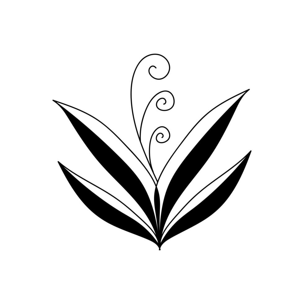 illustration d'une fleur, silhouette d'une brindille avec des fleurs et des feuilles. illustration vectorielle. imprimé floral vecteur