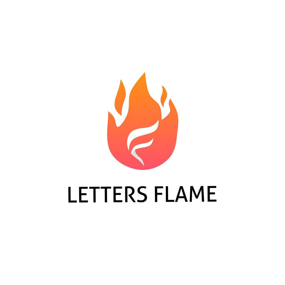 modèle logo flamme lettres f sur la flamme vecteur
