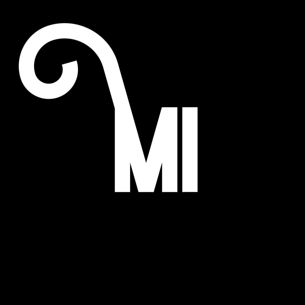 création de logo de lettre mi. lettres initiales icône du logo mi. lettre abstraite mi modèle de conception de logo minimal. vecteur de conception de lettre mi avec des couleurs noires. mon logo