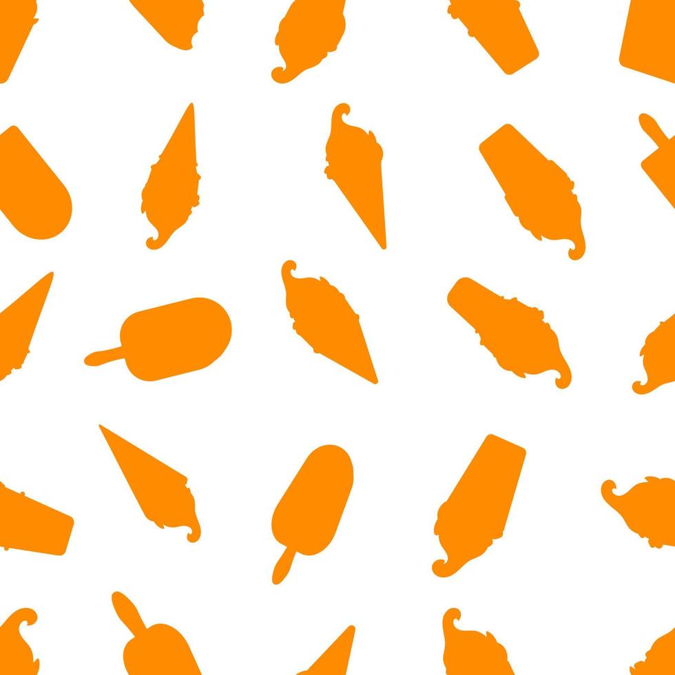 motif de silhouette de crème glacée orange, motif sans couture sur fond blanc. illustration de la conception de vecteur. illustration vectorielle. vecteur