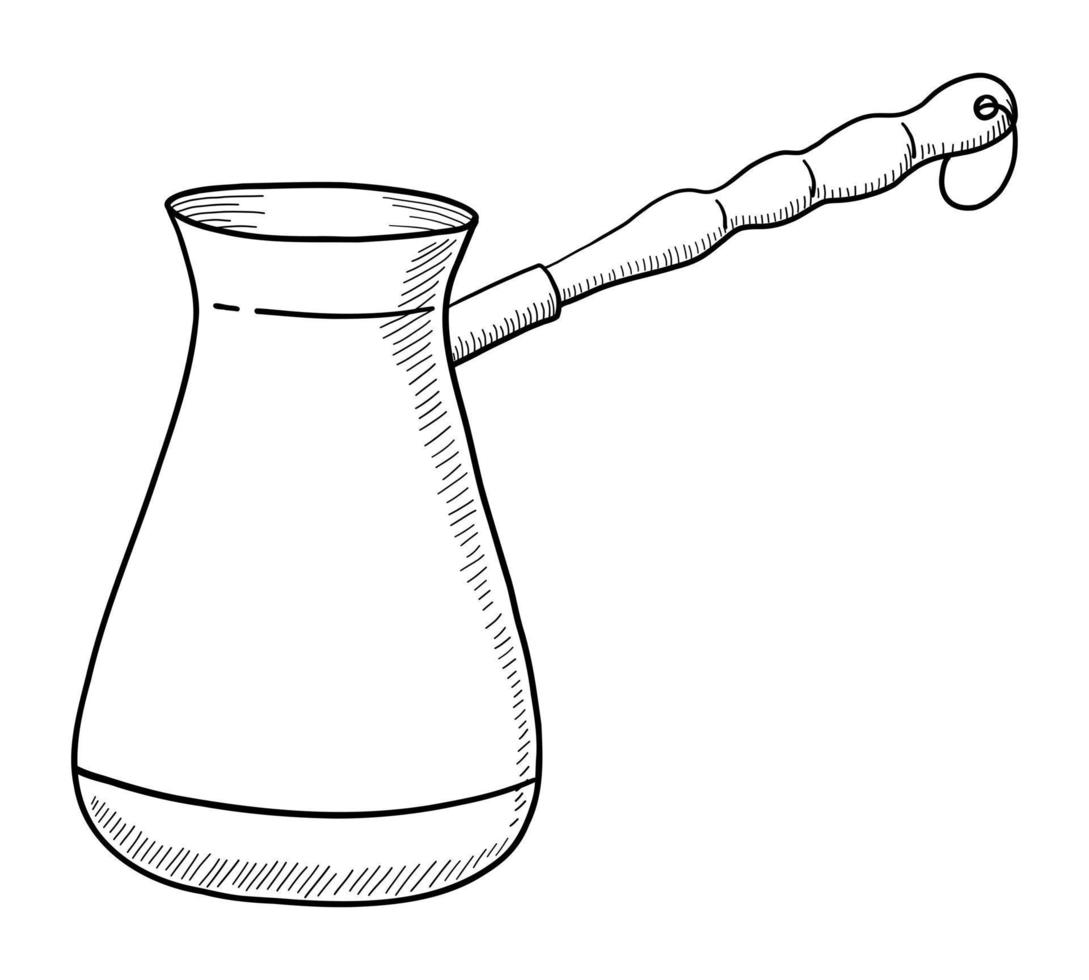 illustration vectorielle d'une cafetière isolée sur fond blanc. griffonnage dessin à la main vecteur