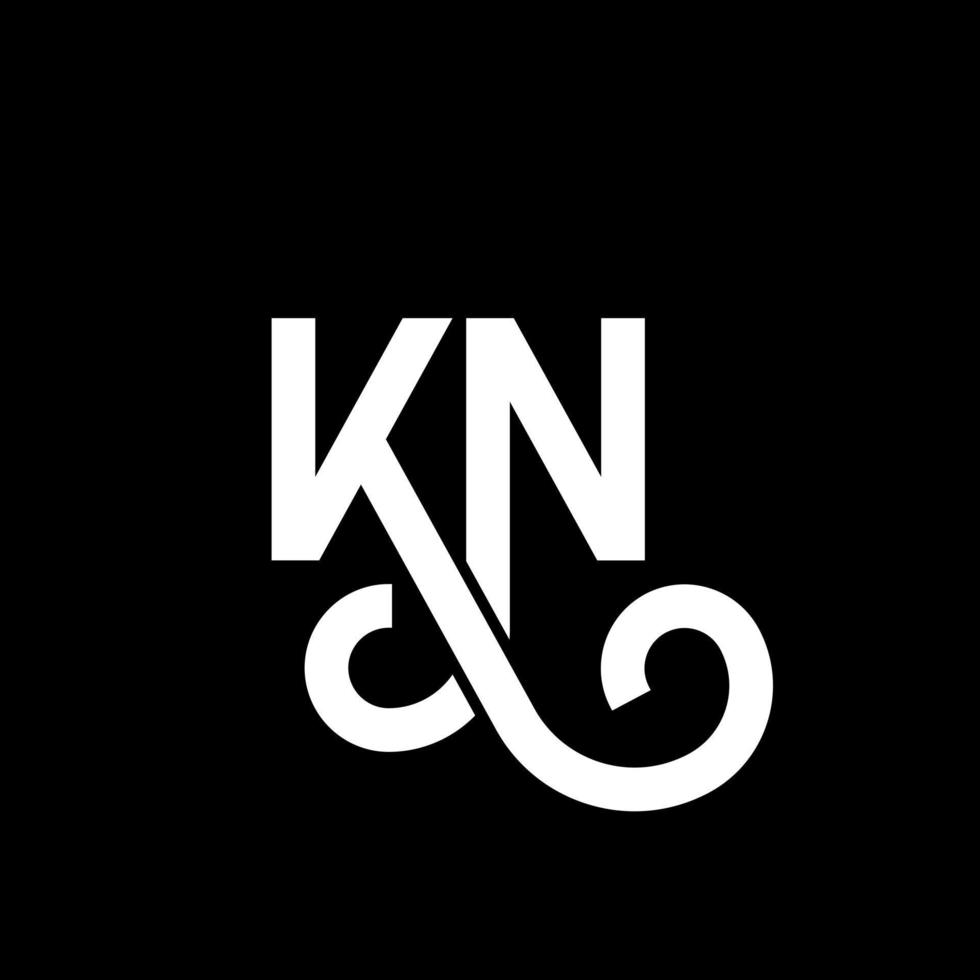 création de logo de lettre kn sur fond noir. concept de logo de lettre initiales créatives kn. conception de lettre kn. conception de lettre blanche kn sur fond noir. kn, kn logo vecteur