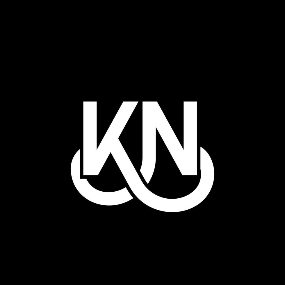 création de logo de lettre kn sur fond noir. concept de logo de lettre initiales créatives kn. conception de lettre kn. conception de lettre blanche kn sur fond noir. kn, kn logo vecteur