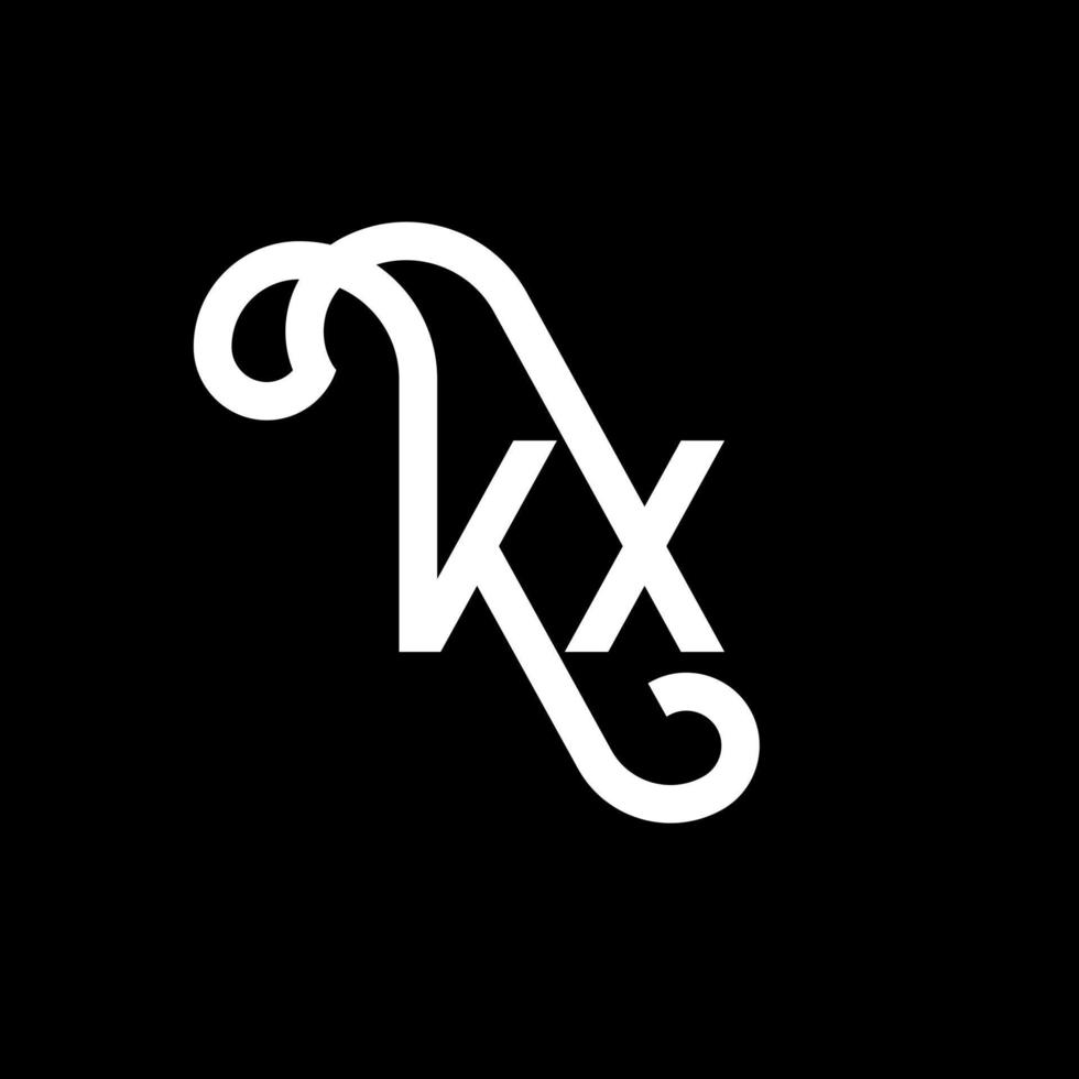 création de logo de lettre kx sur fond noir. concept de logo de lettre initiales créatives kx. conception de lettre kx. kx conception de lettre blanche sur fond noir. kx, logo kx vecteur