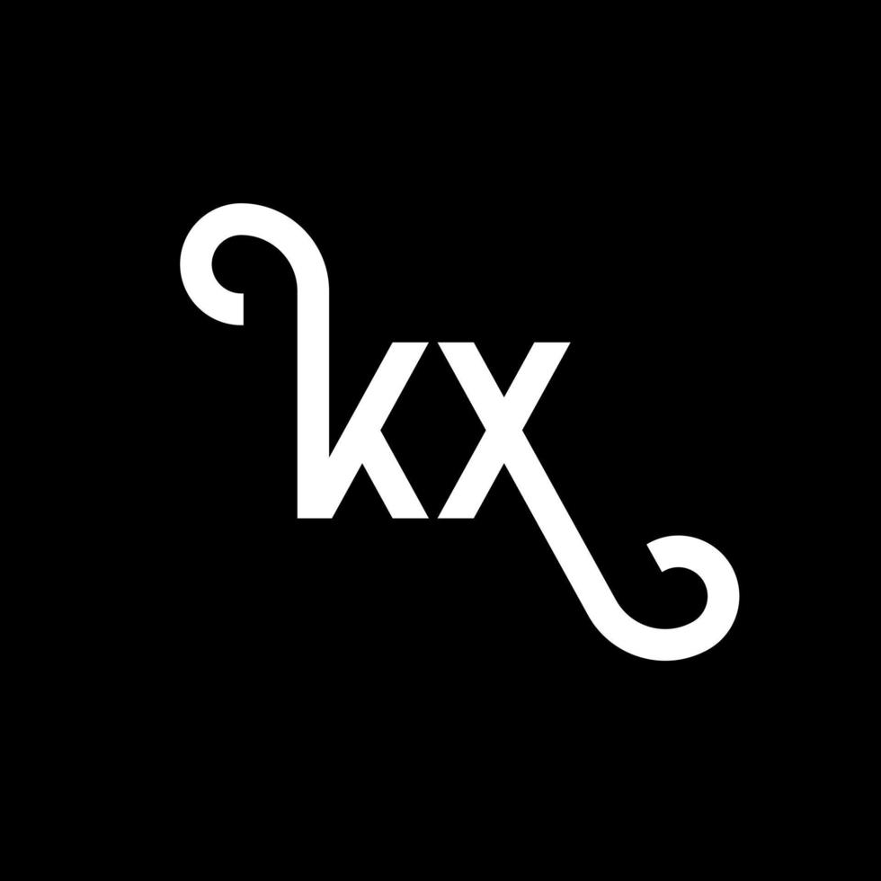 création de logo de lettre kx sur fond noir. concept de logo de lettre initiales créatives kx. conception de lettre kx. kx conception de lettre blanche sur fond noir. kx, logo kx vecteur