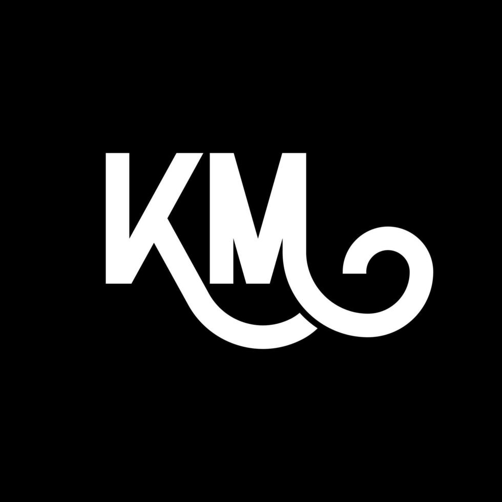 création de logo de lettre km sur fond noir. concept de logo de lettre initiales créatives km. conception de lettre km. km conception de lettre blanche sur fond noir. km, km logo vecteur