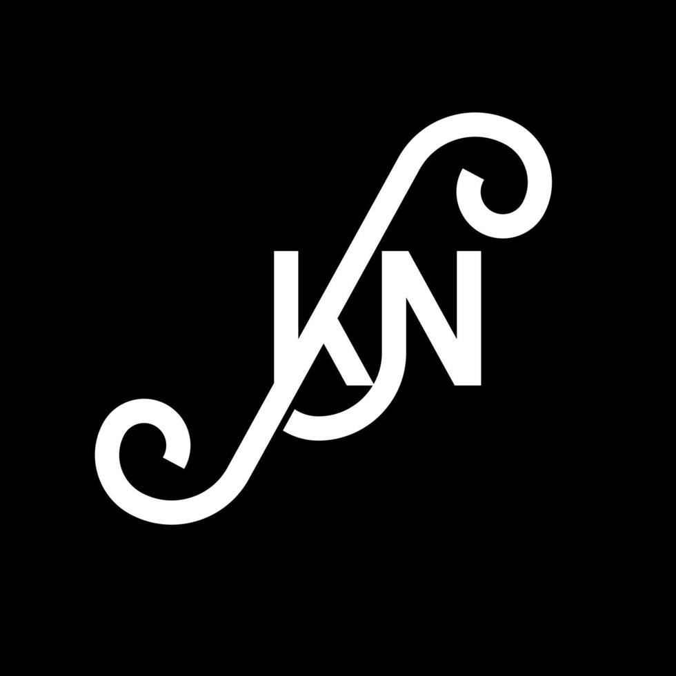 création de logo de lettre kn sur fond noir. concept de logo de lettre initiales créatives kn. conception de lettre kn. conception de lettre blanche kn sur fond noir. kn, kn logo vecteur