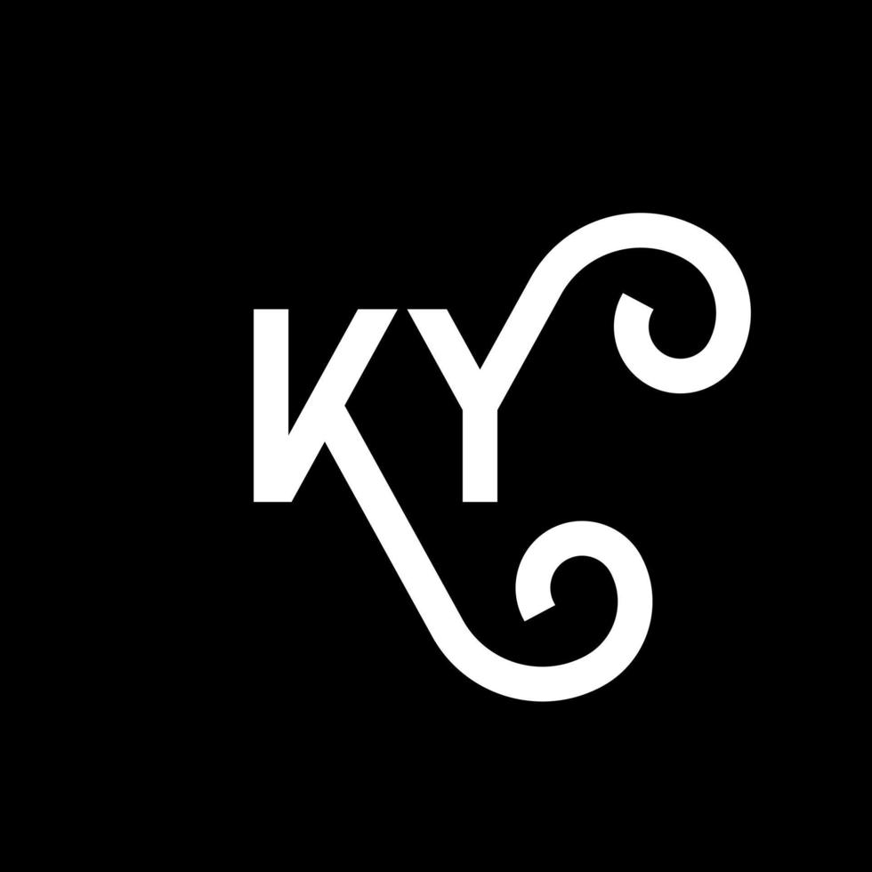 création de logo de lettre ky sur fond noir. concept de logo de lettre initiales créatives ky. conception de lettre ky. conception de lettre blanche ky sur fond noir. ky, ky logo vecteur