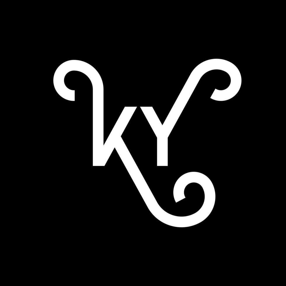 création de logo de lettre ky sur fond noir. concept de logo de lettre initiales créatives ky. conception de lettre ky. conception de lettre blanche ky sur fond noir. ky, ky logo vecteur