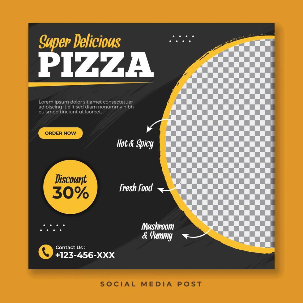 pizza super délicieuse médias sociaux vecteur