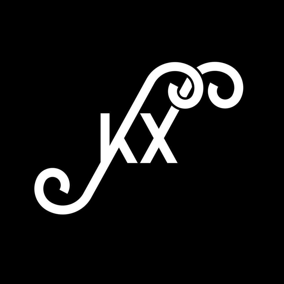 création de logo de lettre kx sur fond noir. concept de logo de lettre initiales créatives kx. conception de lettre kx. kx conception de lettre blanche sur fond noir. kx, logo kx vecteur