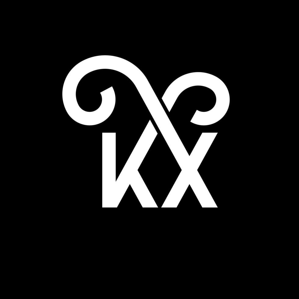 création de logo de lettre kx sur fond noir. concept de logo de lettre initiales créatives kx. conception de lettre kx. kx conception de lettre blanche sur fond noir. kx, logo kx vecteur