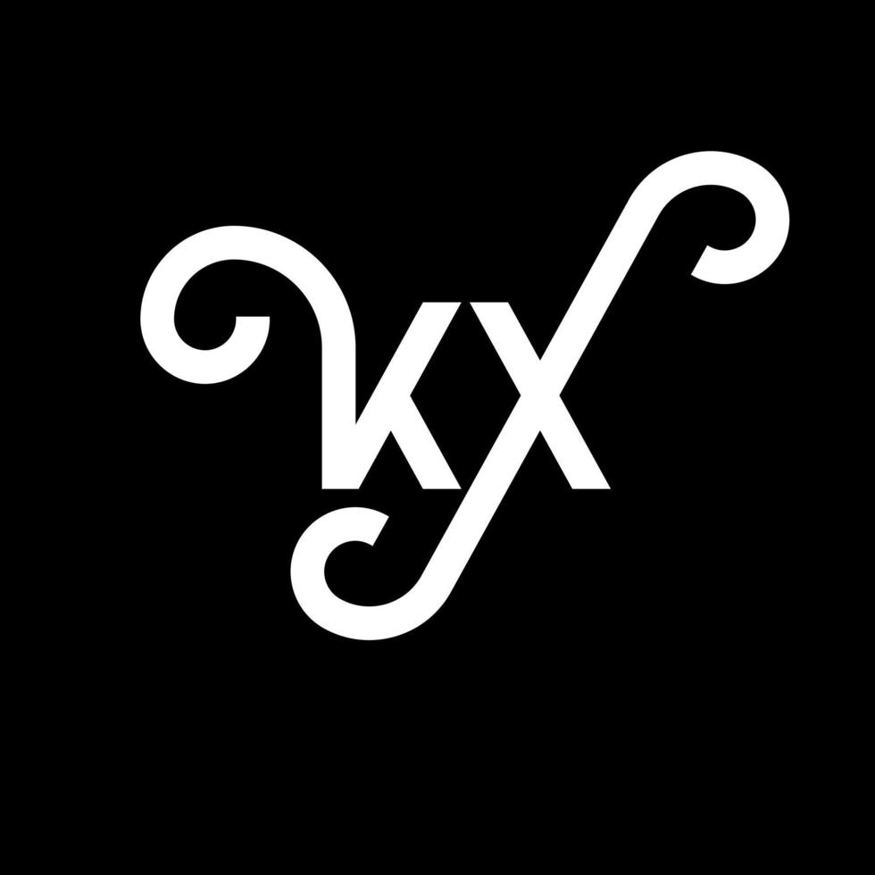 création de logo de lettre kx sur fond noir. concept de logo de lettre initiales créatives kx. conception de lettre kx. kx conception de lettre blanche sur fond noir. kx, logo kx vecteur