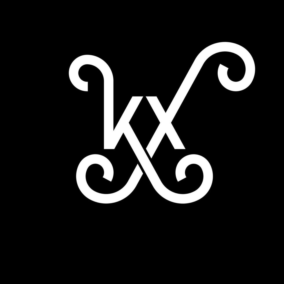 création de logo de lettre kx sur fond noir. concept de logo de lettre initiales créatives kx. conception de lettre kx. kx conception de lettre blanche sur fond noir. kx, logo kx vecteur