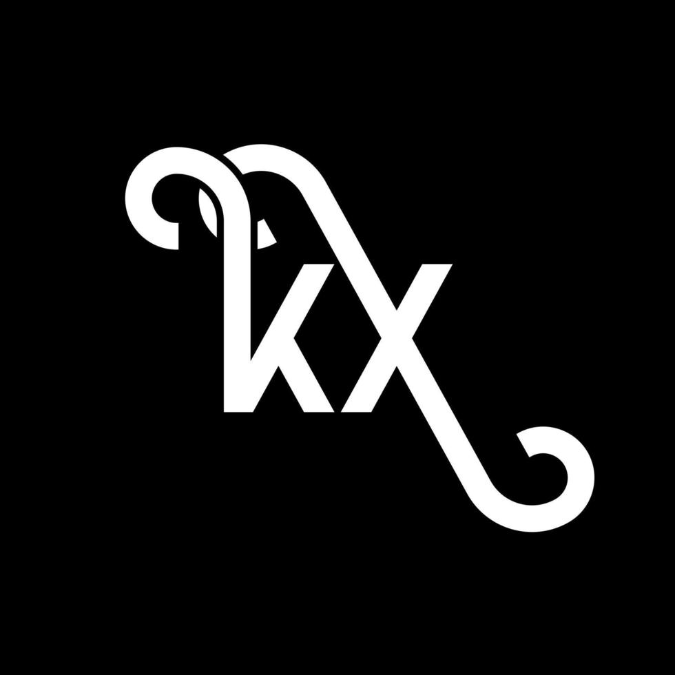 création de logo de lettre kx sur fond noir. concept de logo de lettre initiales créatives kx. conception de lettre kx. kx conception de lettre blanche sur fond noir. kx, logo kx vecteur