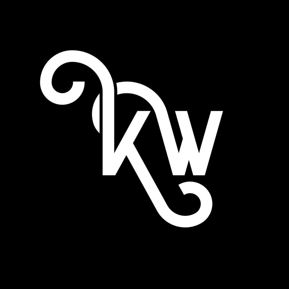 création de logo de lettre kw sur fond noir. concept de logo de lettre initiales créatives kw. conception de lettre kw. conception de lettre blanche kw sur fond noir. kw, kw logo vecteur