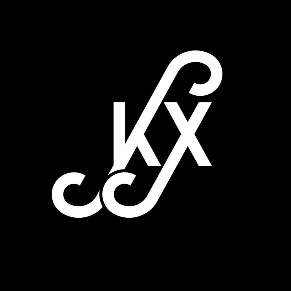 création de logo de lettre kx sur fond noir. concept de logo de lettre initiales créatives kx. conception de lettre kx. kx conception de lettre blanche sur fond noir. kx, logo kx vecteur