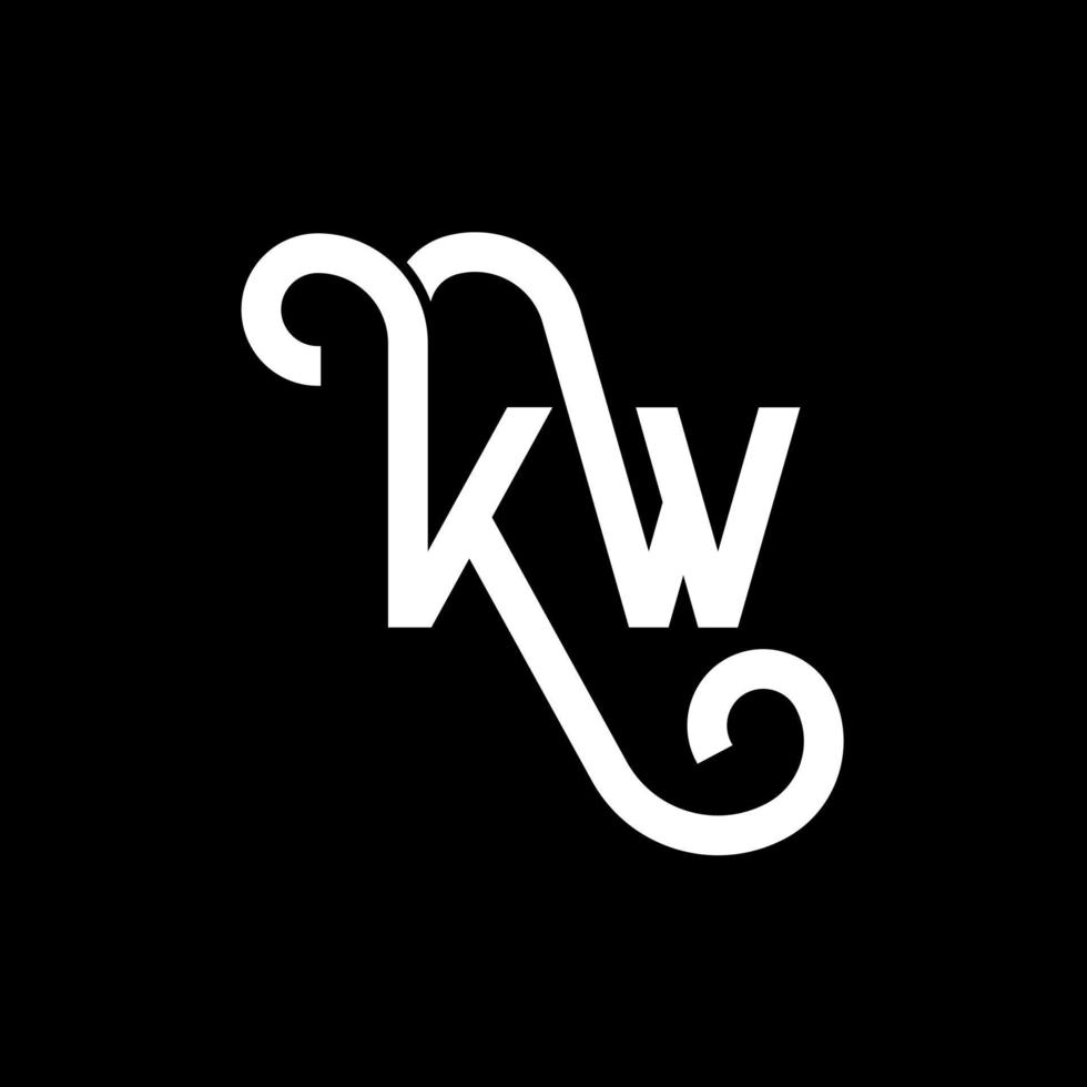 création de logo de lettre kw sur fond noir. concept de logo de lettre initiales créatives kw. conception de lettre kw. conception de lettre blanche kw sur fond noir. kw, kw logo vecteur