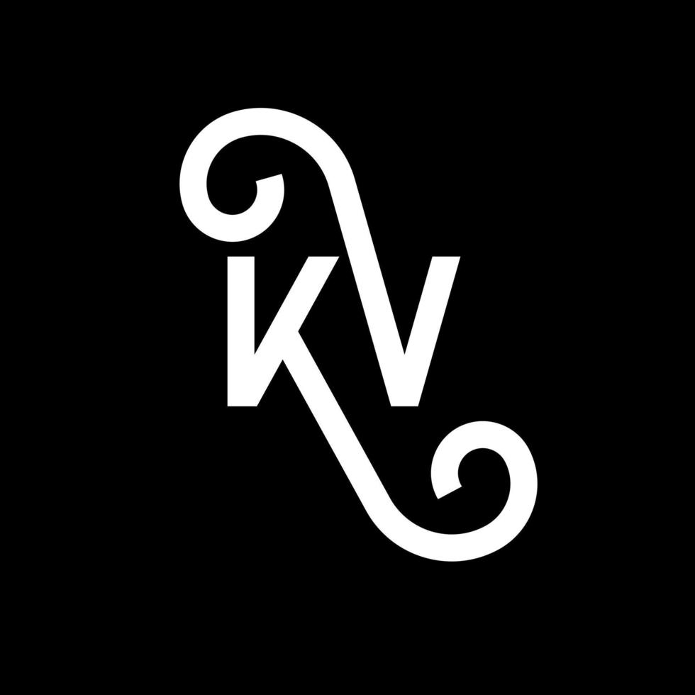 création de logo de lettre kv sur fond noir. kv concept de logo de lettre initiales créatives. conception de lettre kv. conception de lettre kv blanche sur fond noir. kv, logo kv vecteur