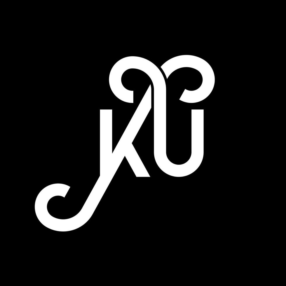 création de logo de lettre ku sur fond noir. ku concept de logo de lettre initiales créatives. conception de lettre ku. conception de lettre blanche ku sur fond noir. ku, ku logo vecteur