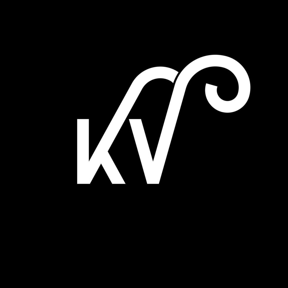 création de logo de lettre kv sur fond noir. kv concept de logo de lettre initiales créatives. conception de lettre kv. conception de lettre kv blanche sur fond noir. kv, logo kv vecteur