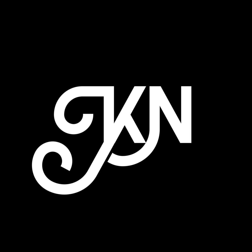 création de logo de lettre kn sur fond noir. concept de logo de lettre initiales créatives kn. conception de lettre kn. conception de lettre blanche kn sur fond noir. kn, kn logo vecteur