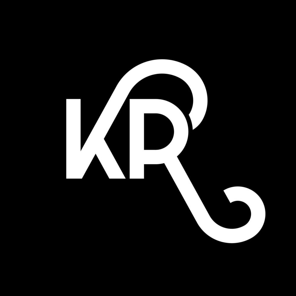 création de logo de lettre kr sur fond noir. kr concept de logo de lettre initiales créatives. conception de lettre kr. kr conception de lettre blanche sur fond noir. kr, kr logo vecteur