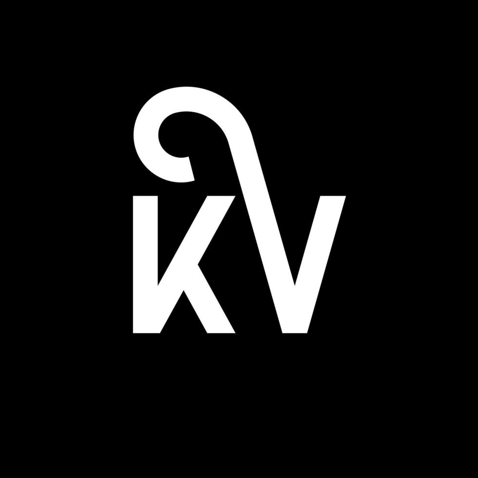 création de logo de lettre kv sur fond noir. kv concept de logo de lettre initiales créatives. conception de lettre kv. conception de lettre kv blanche sur fond noir. kv, logo kv vecteur