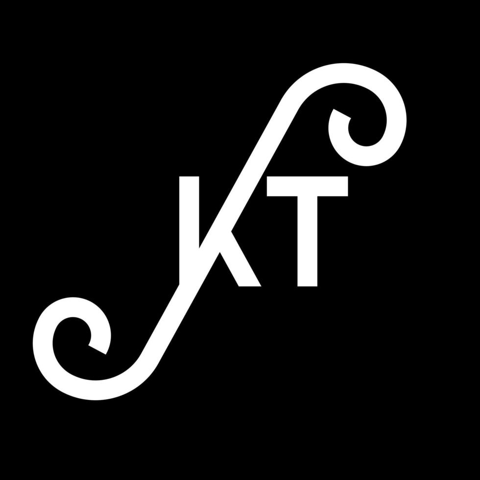 création de logo de lettre kt sur fond noir. concept de logo de lettre initiales créatives kt. conception de lettre kt. conception de lettre blanche kt sur fond noir. kt, kt logo vecteur