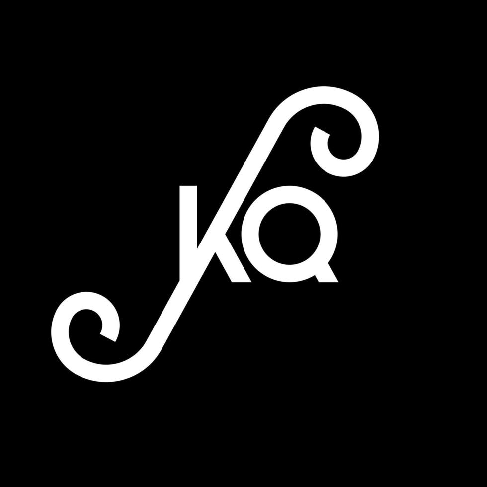 création de logo de lettre kq sur fond noir. concept de logo de lettre initiales créatives kq. conception de lettre kq. kq conception de lettre blanche sur fond noir. kq, kq logo vecteur