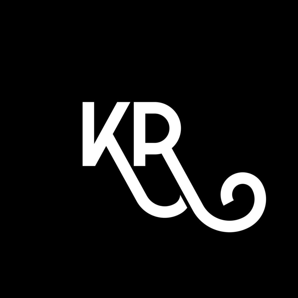 création de logo de lettre kr sur fond noir. kr concept de logo de lettre initiales créatives. conception de lettre kr. kr conception de lettre blanche sur fond noir. kr, kr logo vecteur