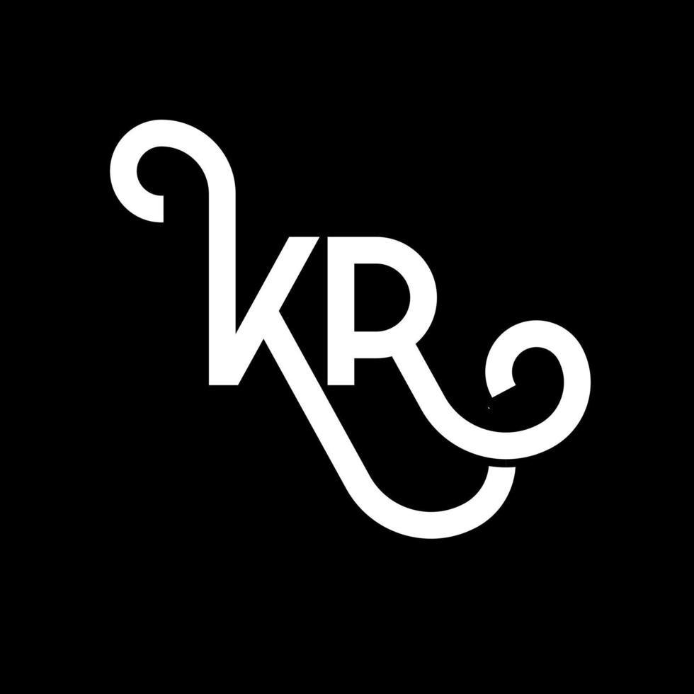 création de logo de lettre kr sur fond noir. kr concept de logo de lettre initiales créatives. conception de lettre kr. kr conception de lettre blanche sur fond noir. kr, kr logo vecteur