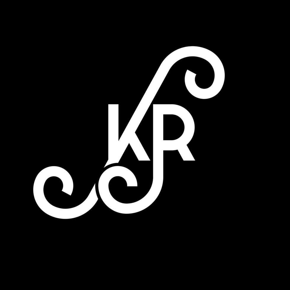 création de logo de lettre kr sur fond noir. kr concept de logo de lettre initiales créatives. conception de lettre kr. kr conception de lettre blanche sur fond noir. kr, kr logo vecteur