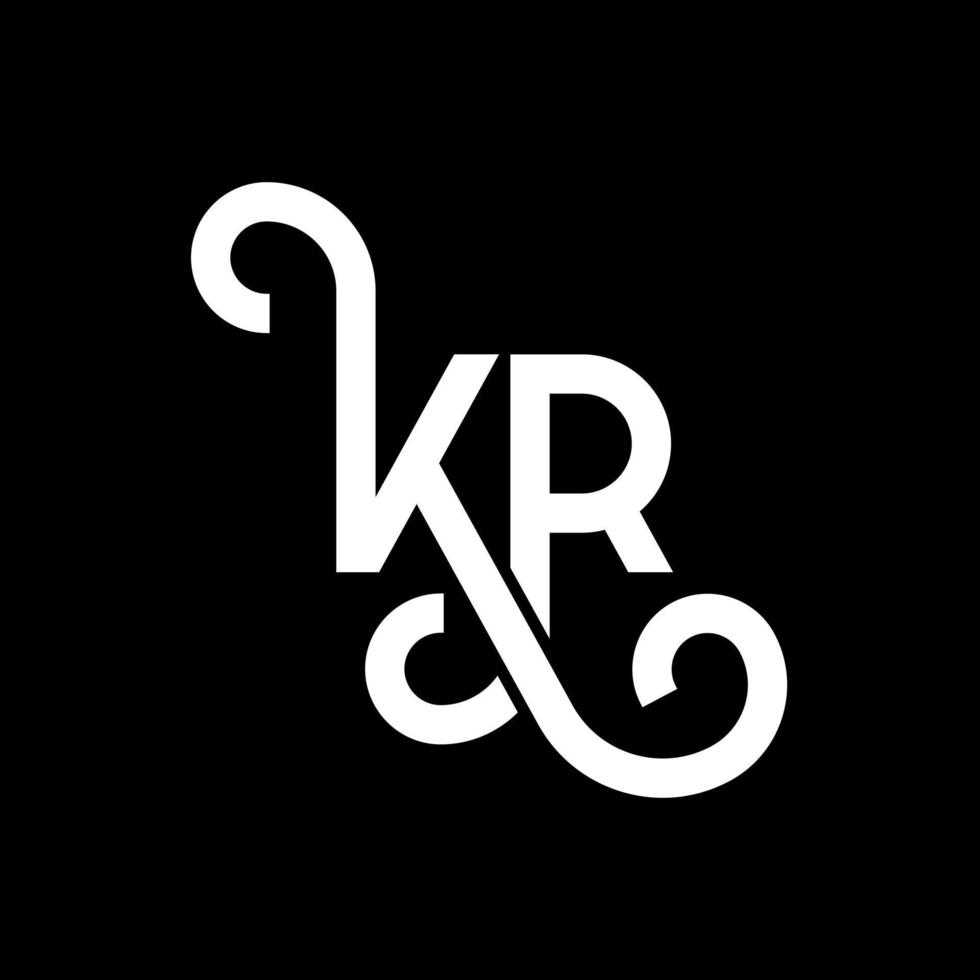 création de logo de lettre kr sur fond noir. kr concept de logo de lettre initiales créatives. conception de lettre kr. kr conception de lettre blanche sur fond noir. kr, kr logo vecteur