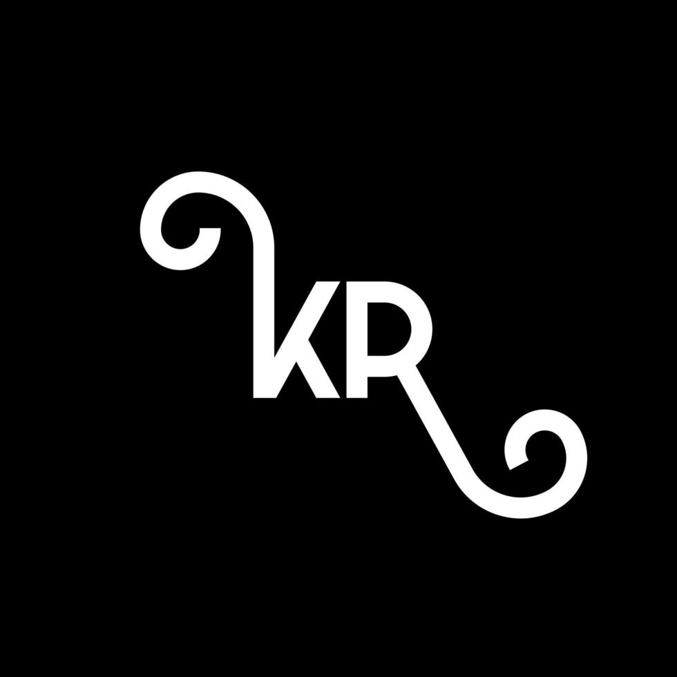 création de logo de lettre kr sur fond noir. kr concept de logo de lettre initiales créatives. conception de lettre kr. kr conception de lettre blanche sur fond noir. kr, kr logo vecteur