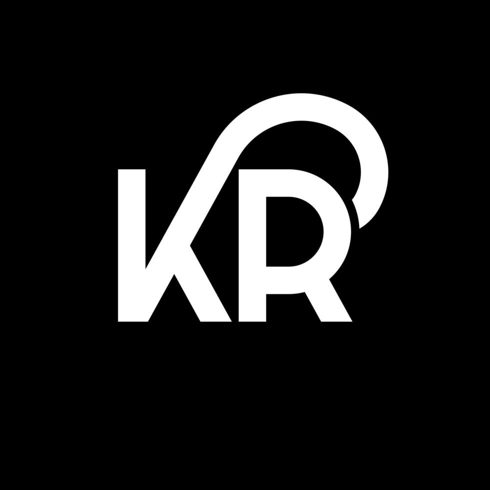 création de logo de lettre kr sur fond noir. kr concept de logo de lettre initiales créatives. conception de lettre kr. kr conception de lettre blanche sur fond noir. kr, kr logo vecteur