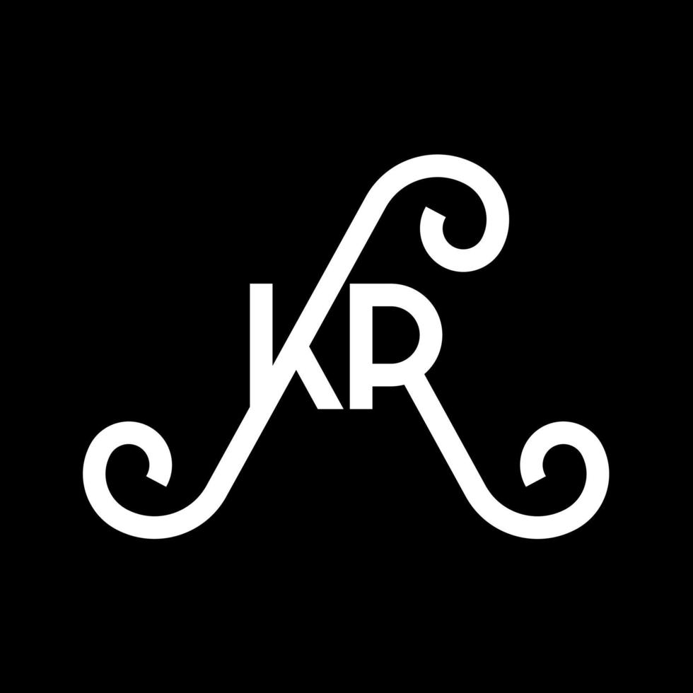 création de logo de lettre kr sur fond noir. kr concept de logo de lettre initiales créatives. conception de lettre kr. kr conception de lettre blanche sur fond noir. kr, kr logo vecteur